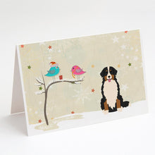 Load image into Gallery viewer, Christmas Presents between Friends Bernese Mountain Dog Greeting Cards -  Blank Note Cards – 8-Pack of Artist-Designed Cards with Envelopes