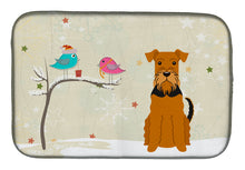 Load image into Gallery viewer, Christmas Presents between Friends Airedale Dish Drying Mat – Absorbent, Artistic Kitchen Essentials BB2513DDM
