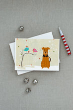 Load image into Gallery viewer, Christmas Presents between Friends Airedale Terrier Greeting Cards -  Blank Note Cards – 8-Pack of Artist-Designed Cards with Envelopes