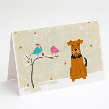 Load image into Gallery viewer, Christmas Presents between Friends Airedale Terrier Greeting Cards -  Blank Note Cards – 8-Pack of Artist-Designed Cards with Envelopes