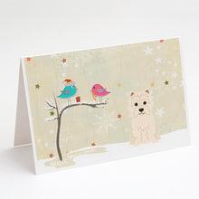 Load image into Gallery viewer, Christmas Presents between Friends West Highland White Terrier Greeting Cards -  Blank Note Cards – 8-Pack of Artist-Designed Cards with Envelopes