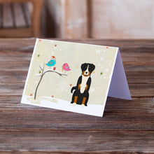 Load image into Gallery viewer, Christmas Presents between Friends Appenzeller Sennenhund Greeting Cards -  Blank Note Cards – 8-Pack of Artist-Designed Cards with Envelopes