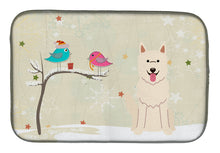 Load image into Gallery viewer, Christmas Presents between Friends White German Shepherd Dish Drying Mat – Absorbent, Artistic Kitchen Essentials BB2517DDM