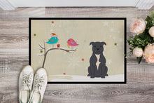 Load image into Gallery viewer, Christmas Presents between Friends Staffordshire Bull Terrier Blue Doormat - 24x36 Decorative Floor Mat – Indoor/Outdoor Rug with Artistic Flair BB2518JMAT