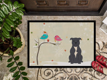 Load image into Gallery viewer, Christmas Presents between Friends Staffordshire Bull Terrier Blue Doormat - 24x36 Decorative Floor Mat – Indoor/Outdoor Rug with Artistic Flair BB2518JMAT