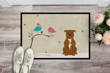 Load image into Gallery viewer, Christmas Presents between Friends Staffordshire Bull Terrier Brown Doormat - 24x36 Decorative Floor Mat – Indoor/Outdoor Rug with Artistic Flair BB2519JMAT