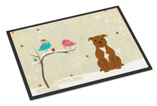 Load image into Gallery viewer, Christmas Presents between Friends Staffordshire Bull Terrier Brown Doormat - 24x36 Decorative Floor Mat – Indoor/Outdoor Rug with Artistic Flair BB2519JMAT