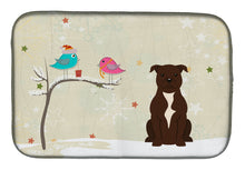 Load image into Gallery viewer, Christmas Presents between Friends Staffordshire Bull Terrier Chocolate Dish Drying Mat – Absorbent, Artistic Kitchen Essentials BB2520DDM