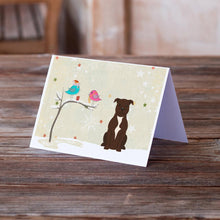 Load image into Gallery viewer, Christmas Presents between Friends Bull Terrier - Chocolate Greeting Cards -  Blank Note Cards – 8-Pack of Artist-Designed Cards with Envelopes