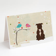 Load image into Gallery viewer, Christmas Presents between Friends Bull Terrier - Chocolate Greeting Cards -  Blank Note Cards – 8-Pack of Artist-Designed Cards with Envelopes
