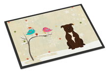 Load image into Gallery viewer, Christmas Presents between Friends Staffordshire Bull Terrier Chocolate Doormat - 24x36 Decorative Floor Mat – Indoor/Outdoor Rug with Artistic Flair BB2520JMAT