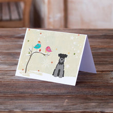 Load image into Gallery viewer, Christmas Presents between Friends Schnauzer - Black and Silver Greeting Cards -  Blank Note Cards – 8-Pack of Artist-Designed Cards with Envelopes