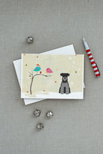 Load image into Gallery viewer, Christmas Presents between Friends Schnauzer - Black and Silver Greeting Cards -  Blank Note Cards – 8-Pack of Artist-Designed Cards with Envelopes