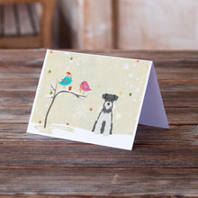 Load image into Gallery viewer, Christmas Presents between Friends Schnauzer - Salt and Pepper Greeting Cards -  Blank Note Cards – 8-Pack of Artist-Designed Cards with Envelopes