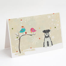 Load image into Gallery viewer, Christmas Presents between Friends Schnauzer - Salt and Pepper Greeting Cards -  Blank Note Cards – 8-Pack of Artist-Designed Cards with Envelopes