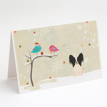 Load image into Gallery viewer, Christmas Presents between Friends Papillon - Black and White Greeting Cards -  Blank Note Cards – 8-Pack of Artist-Designed Cards with Envelopes