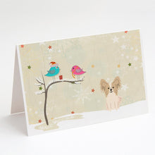 Load image into Gallery viewer, Christmas Presents between Friends Papillon - Sable and White Greeting Cards -  Blank Note Cards – 8-Pack of Artist-Designed Cards with Envelopes