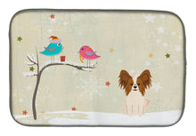 Load image into Gallery viewer, Christmas Presents between Friends Papillon Red White Dish Drying Mat – Absorbent, Artistic Kitchen Essentials BB2550DDM