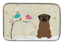 Load image into Gallery viewer, Christmas Presents between Friends Bullmastiff Dish Drying Mat – Absorbent, Artistic Kitchen Essentials BB2556DDM
