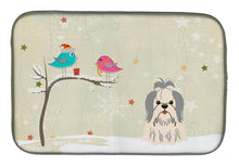 Load image into Gallery viewer, Christmas Presents between Friends Shih Tzu Silver White Dish Drying Mat – Absorbent, Artistic Kitchen Essentials BB2557DDM