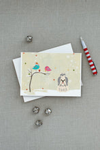 Load image into Gallery viewer, Christmas Presents between Friends Shih Tzu - Silver and White Greeting Cards -  Blank Note Cards – 8-Pack of Artist-Designed Cards with Envelopes