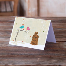 Load image into Gallery viewer, Christmas Presents between Friends Shih Tzu - Chocolate Greeting Cards -  Blank Note Cards – 8-Pack of Artist-Designed Cards with Envelopes