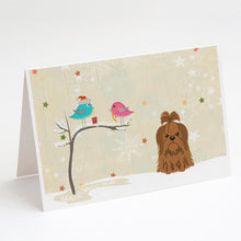 Load image into Gallery viewer, Christmas Presents between Friends Shih Tzu - Chocolate Greeting Cards -  Blank Note Cards – 8-Pack of Artist-Designed Cards with Envelopes