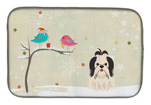 Load image into Gallery viewer, Christmas Presents between Friends Shih Tzu Black White Dish Drying Mat – Absorbent, Artistic Kitchen Essentials BB2560DDM