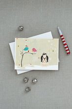 Load image into Gallery viewer, Christmas Presents between Friends Shih Tzu - Black and White Greeting Cards -  Blank Note Cards – 8-Pack of Artist-Designed Cards with Envelopes