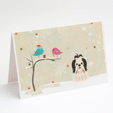 Load image into Gallery viewer, Christmas Presents between Friends Shih Tzu - Black and White Greeting Cards -  Blank Note Cards – 8-Pack of Artist-Designed Cards with Envelopes