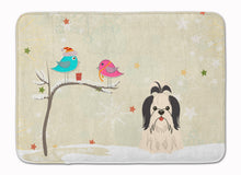 Load image into Gallery viewer, Christmas Presents between Friends Shih Tzu Black White Machine Washable Memory Foam Mat BB2560RUG