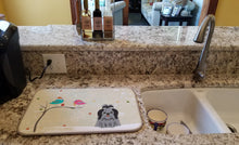 Load image into Gallery viewer, Christmas Presents between Friends Shih Tzu Black Silver Dish Drying Mat – Absorbent, Artistic Kitchen Essentials BB2561DDM