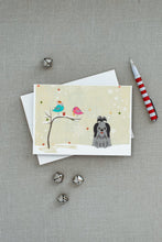Load image into Gallery viewer, Christmas Presents between Friends Shih Tzu - Black and Silver Greeting Cards -  Blank Note Cards – 8-Pack of Artist-Designed Cards with Envelopes