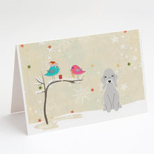 Load image into Gallery viewer, Christmas Presents between Friends Bedlington Terrier - Blue Greeting Cards -  Blank Note Cards – 8-Pack of Artist-Designed Cards with Envelopes