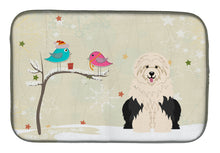 Load image into Gallery viewer, Christmas Presents between Friends Old English Sheepdog Dish Drying Mat – Absorbent, Artistic Kitchen Essentials BB2568DDM