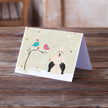 Load image into Gallery viewer, Christmas Presents between Friends Old English Sheepdog Greeting Cards -  Blank Note Cards – 8-Pack of Artist-Designed Cards with Envelopes