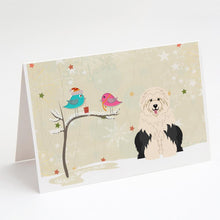 Load image into Gallery viewer, Christmas Presents between Friends Old English Sheepdog Greeting Cards -  Blank Note Cards – 8-Pack of Artist-Designed Cards with Envelopes