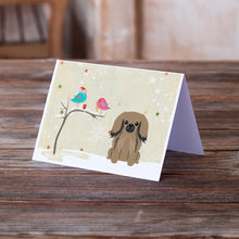 Load image into Gallery viewer, Christmas Presents between Friends Pekingese - Tan Greeting Cards -  Blank Note Cards – 8-Pack of Artist-Designed Cards with Envelopes