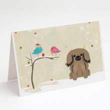 Load image into Gallery viewer, Christmas Presents between Friends Pekingese - Tan Greeting Cards -  Blank Note Cards – 8-Pack of Artist-Designed Cards with Envelopes