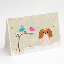 Load image into Gallery viewer, Christmas Presents between Friends Pekingese - Red and White Greeting Cards -  Blank Note Cards – 8-Pack of Artist-Designed Cards with Envelopes