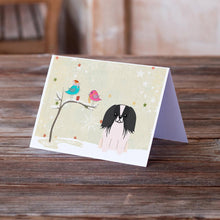 Load image into Gallery viewer, Christmas Presents between Friends Pekingese - Black and White Greeting Cards -  Blank Note Cards – 8-Pack of Artist-Designed Cards with Envelopes