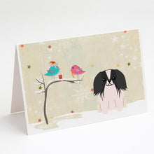 Load image into Gallery viewer, Christmas Presents between Friends Pekingese - Black and White Greeting Cards -  Blank Note Cards – 8-Pack of Artist-Designed Cards with Envelopes