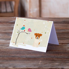 Load image into Gallery viewer, Christmas Presents between Friends Jack Russell Terrier Greeting Cards -  Blank Note Cards – 8-Pack of Artist-Designed Cards with Envelopes