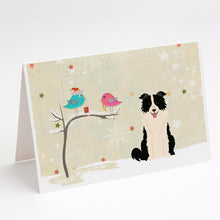 Load image into Gallery viewer, Christmas Presents between Friends Border Collie - Black and White Greeting Cards -  Blank Note Cards – 8-Pack of Artist-Designed Cards with Envelopes
