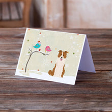 Load image into Gallery viewer, Christmas Presents between Friends Border Collie - Red and White Greeting Cards -  Blank Note Cards – 8-Pack of Artist-Designed Cards with Envelopes