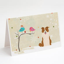 Load image into Gallery viewer, Christmas Presents between Friends Border Collie - Red and White Greeting Cards -  Blank Note Cards – 8-Pack of Artist-Designed Cards with Envelopes