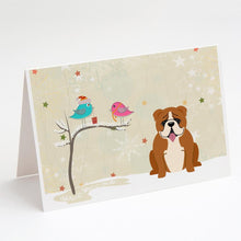 Load image into Gallery viewer, Christmas Presents between Friends English Bulldog - Red and White Greeting Cards -  Blank Note Cards – 8-Pack of Artist-Designed Cards with Envelopes
