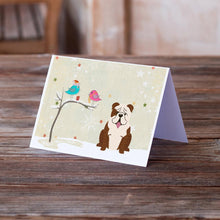 Load image into Gallery viewer, Christmas Presents between Friends English Bulldog Greeting Cards -  Blank Note Cards – 8-Pack of Artist-Designed Cards with Envelopes