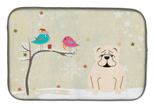 Load image into Gallery viewer, Christmas Presents between Friends English Bulldog White Dish Drying Mat – Absorbent, Artistic Kitchen Essentials BB2595DDM