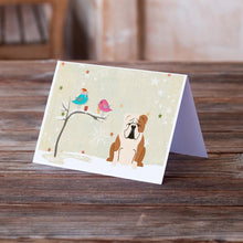 Load image into Gallery viewer, Christmas Presents between Friends English Bulldog - Fawn and White Greeting Cards -  Blank Note Cards – 8-Pack of Artist-Designed Cards with Envelopes